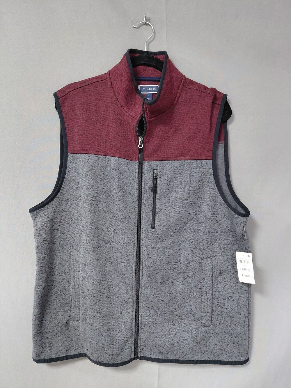 NWT Club Room Gray Colorblock Fleece Mock Neck Collared Jacket Women Size L